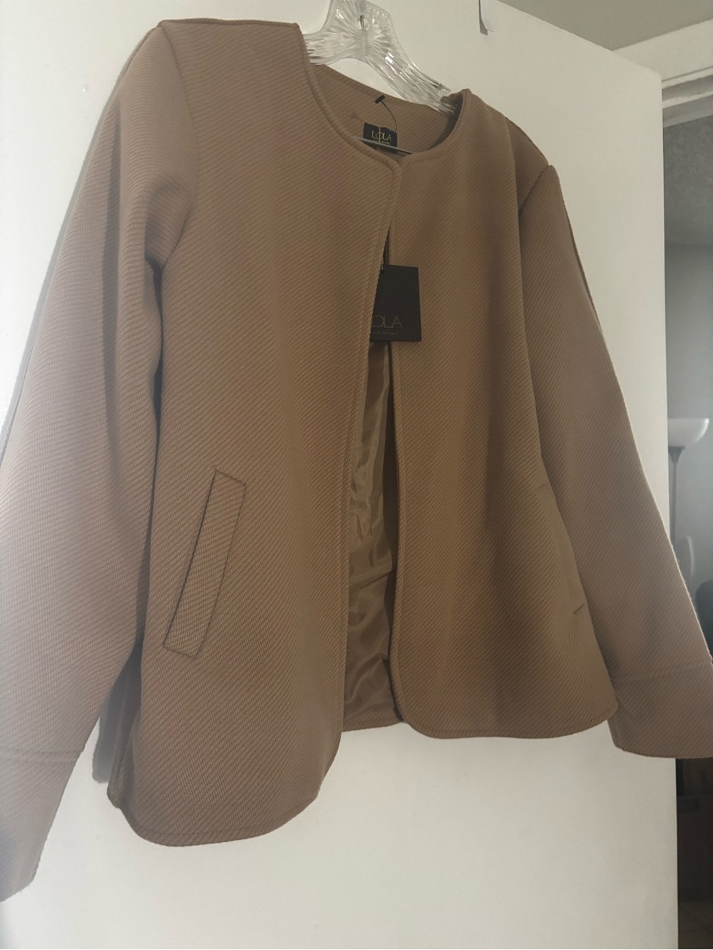 Women's Camel Round-Neck Jacket